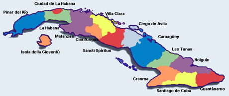 Cuba: clicca sulla provincia per visitarla